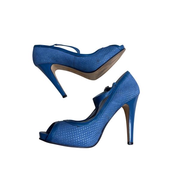 Nine West Eastbound high heels1/2” platform leather 4” heel perforated & patent - Picture 4 of 11